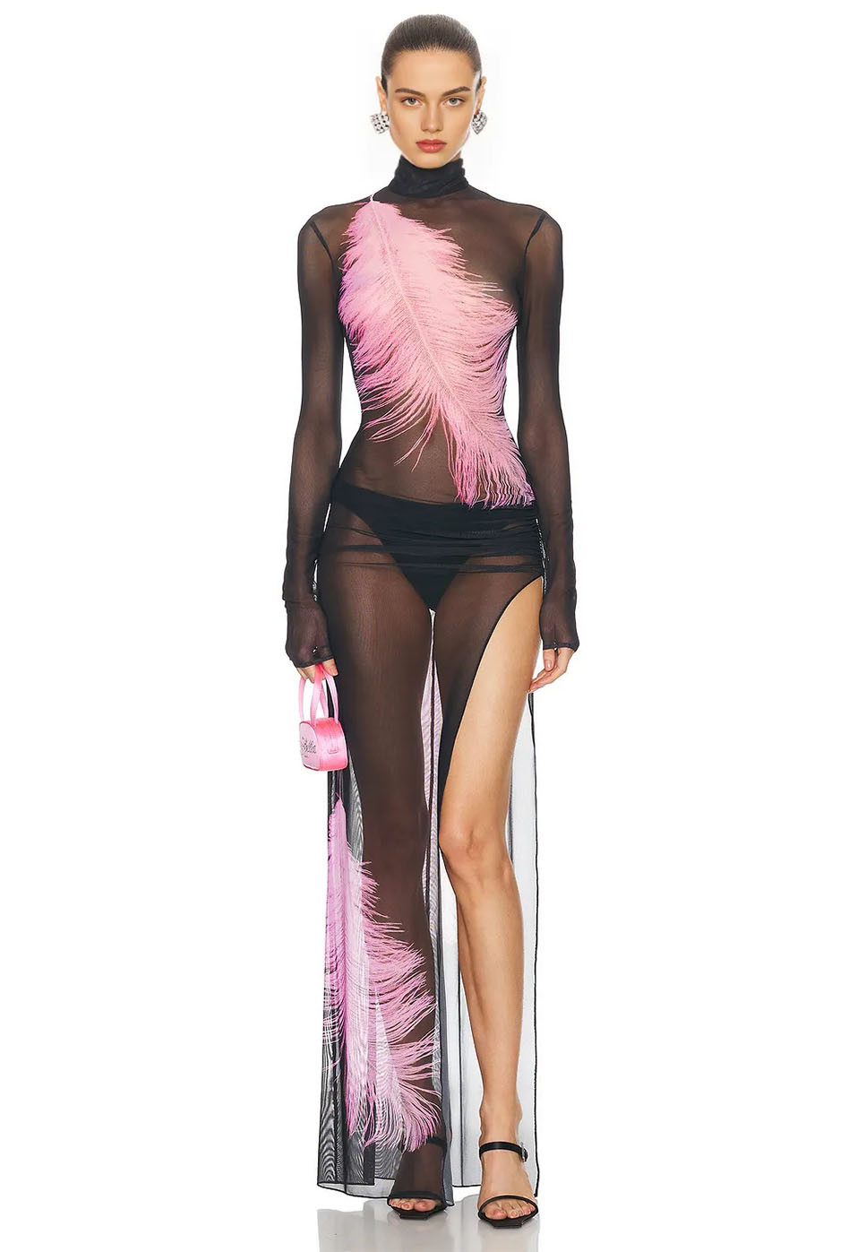 Feather see-through slit skirt wholesaler